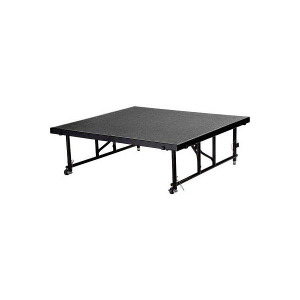 National Public Seating National Public Seating Transfix 4'L x 4'W Portable Stage w/ Adjustable 16-24"H & Gray Carpet TFXS48481624C-02 - main